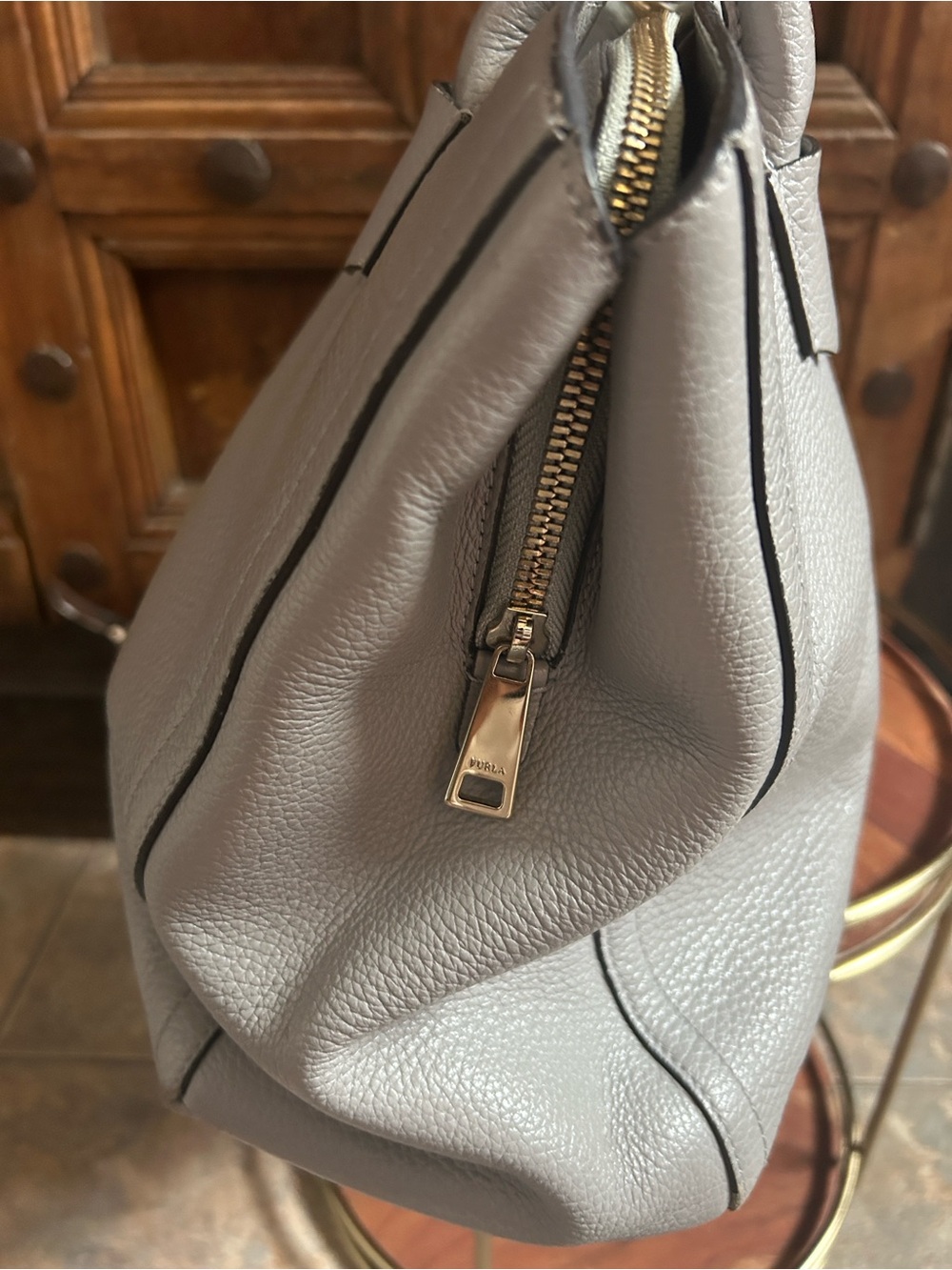 Furla Alba Medium gray pebbled Leather in light Onice gray tote - Picture 7 of 15